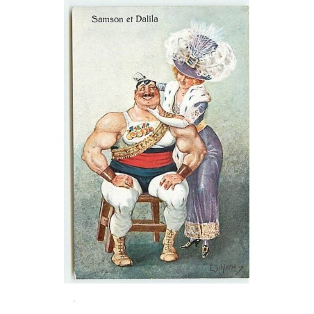 n°10864 - Carte Illustrateur - E. Schlemo - Samson et Dalila