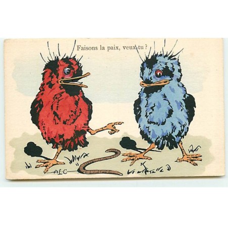 n°19161 - A.F.C. - Faisons la paix, veux-tu ? - Poussins, et ver de terre au milieu