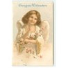 n°19167 - Gesegnete Weihnachten - Ange avec une guirlande de roses