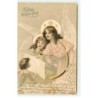 n°19168 - Fröhliche Weihnachten - Anges gardiens chantant, l'une jouant de la lyre, un ange tenant une partition