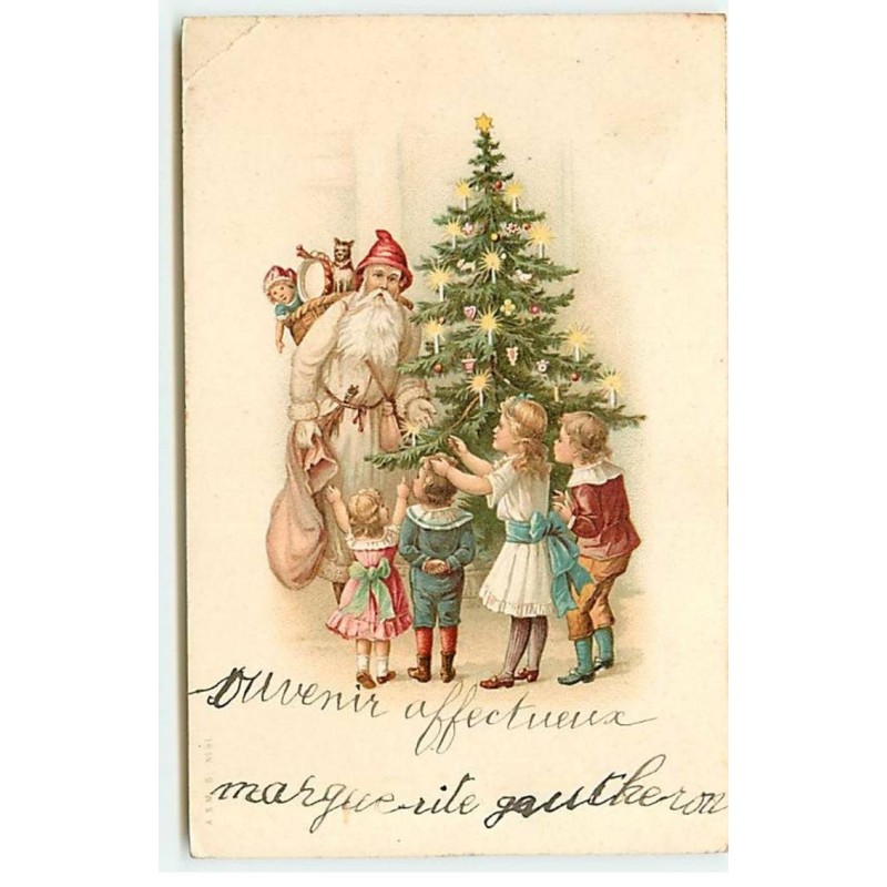 n°19169 - Enfants accueillant le Père Noël