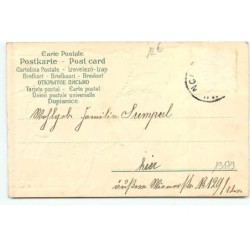 n°19179 - Carte Gaufrée - Prosit Neujahr - Ange trinquant autour d'un éphéméride