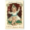 n°19180 - Prosit Neujahr - Bébé buvant avec un cochon