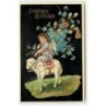 n°19194 - Carte Gaufrée - Fröhliche Ostern - Ange sur un mouton