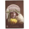 n°19203 - Vive Sainte-Catherine - Jeune femme avec un bonnet en dentelle