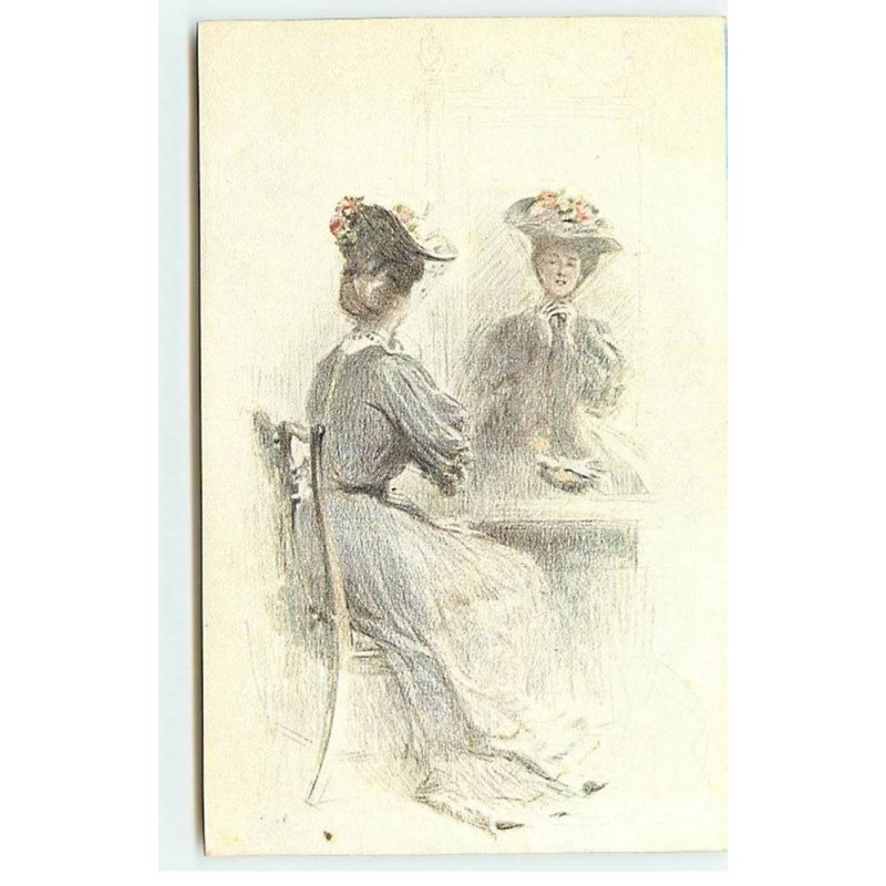 n°19212 - G. Nicolet - Jeune femme se regardant dans la glace d'une coiffeuse