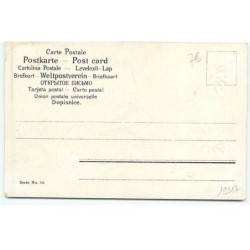 n°19217 - Carte Gaufrée - Joyeuses Pâques - Poussins près d'une coquille et de fleurs