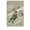 n°10879 - Carte Fantaisie Gaufrée - Sports d'Hiver - Enfants faisant de la luge