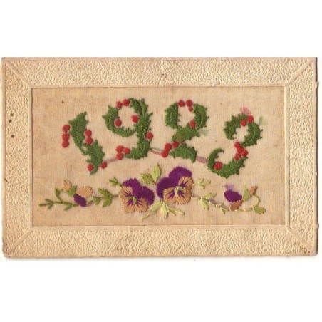 n°19251 - Carte Brodée - 1923 - Pensées