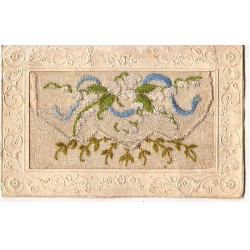 n°19255 - Carte Brodée - Brins de muguet