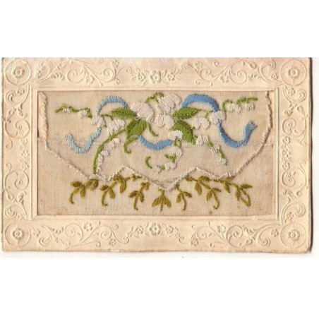 n°19255 - Carte Brodée - Brins de muguet