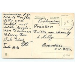 n°19271 - Ein glückliches Osterfest - Fillette tirant un chariot rempli d'oeufs, et d'un lapin, accompagné d'un garçon