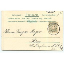 n°19281 - Prosit Neujahr - Fillette embrassant sa maman - Carte avec Paillettes