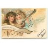 n°19287 - Glückliches neues Jahr - Anges, l'un jouant de la mandoline - Paillettes