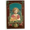 n°19290 - Carte Gaufrée - Viel glück im neun Jahr - Ange portant un bouquet de fleurs