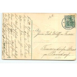 n°19290 - Carte Gaufrée - Viel glück im neun Jahr - Ange portant un bouquet de fleurs