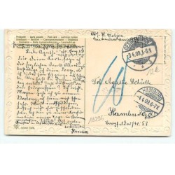 n°19296 - Carte Gaufrée - Fillette avec un chat dans les bras