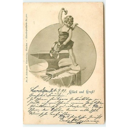n°19298 - Künstlerpostkarte n°400 -  Cupidon forgeant des alliances