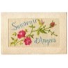 n°19301 - Carte Brodée - Souvenir d'Angers - Fleurs