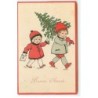 n°19309 - Style Ebner - Bonne Année - Enfants portant un sapin