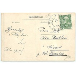 n°19312 - Art Nouveau - Portrait d'une jeune femme portant un chapeau rose