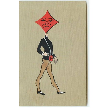 n°19320 - Surréalisme - Homme en costume avec une tête en losange - Carreau