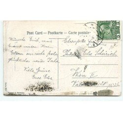 n°19326 - Carte Gaufrée - Glückliches Neujahr - Fillettes se protégeant de la neige sous un parapluie