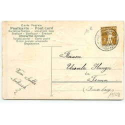 n°19328 - Carte Gaufrée - Prosit Neujahr - Jeune femme portant des seaux remplis de bouteilles de champagne