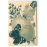 n°19337 - Carte Gaufrée - Joyeuses Pâques - Papillons sur un oeuf