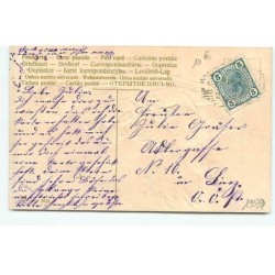 n°19339 - Carte Gaufrée - Fröhliche Ostern - Garçon tenant en laisse un coq
