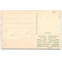 n°19363 - Carte Gaufrée - Joyeuses Pâques - Poussins devant un coq