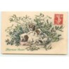 n°19370 - MM Vienne n°466 - Heureuse Année - Chiots avec leur mère parmi du houx et du gui - Bouledogue