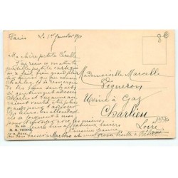 n°19370 - MM Vienne n°466 - Heureuse Année - Chiots avec leur mère parmi du houx et du gui - Bouledogue