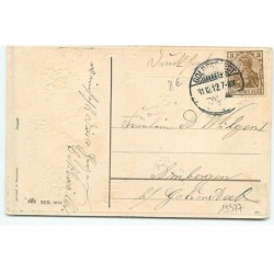 n°19377 - Carte Gaufrée - Glückliches Neujahr - Garçons saluant avec leur chapeau