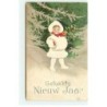 n°19378 - E. Clapsaddle - Gelukkig Nieuw Jaar - Fillette en blanc et portant du houx
