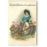 n°19385 - Carte Gaufrée - Herzlichen Glückwunsch zum Geburtstage - Garçon dans une barque pêchant des pièces d'or