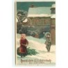 n°19386 - Carte Gaufrée - Herzlichen Glückwunsch zum neuen Jahre - Enfants faisant une bataille de boules de neige