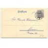 n°19391 - Carte Gaufrée - Zum Frohen Feste - Lutin portant un sapin s'approchant d'un village