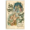 n°19392 - Carte Gaufrée - Fröhliche Weihnachten - Fillettes et anges jouant de la musique