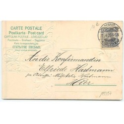 n°19397 - Carte Gaufrée - Clapsaddle - Herzlichen Segenswunsch zur Confirmation - Ange jouant de la trompette