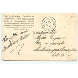 n°19437 - Carte Gaufrée - Clapsaddle - Bonne et Heureuse Année - Anges avec une épée, un coeur et une ancre en myosotis