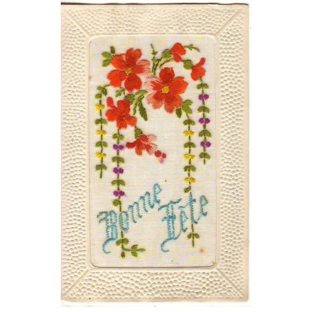 n°19451 - Carte Brodée - Bonne Fête - Fleurs et Liseron