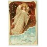 n°19472 - Carte Gaufrée - Clapsaddle - Fröhliche Weihnachten - Ange gardien portant une harpe