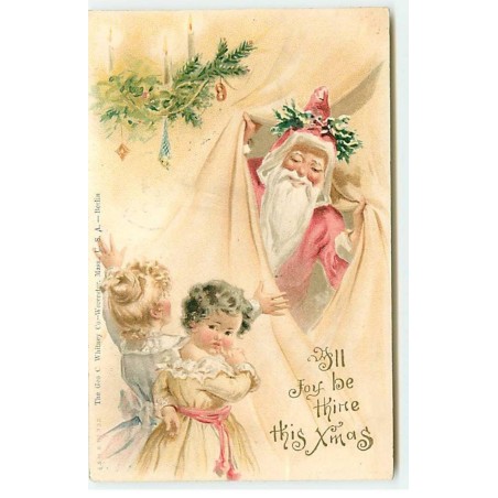 n°19473 - All joy be thine this Xmas - Père Noël se montrant à deux fillettes