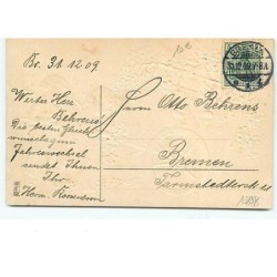 n°10898 - Carte Fantaisie Gaufrée - Angelots et cariole de myosotis