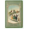 n°19484 - Carte Gaufrée - Bonne Année - Enfants marchant dans la neige