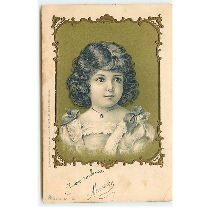 n°19488 - Carte Gaufrée - Portrait d'une jeune fille - J. Matern - Ganterie, Parfumerie, Bonneterie - Nancy