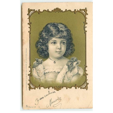 n°19488 - Carte Gaufrée - Portrait d'une jeune fille - J. Matern - Ganterie, Parfumerie, Bonneterie - Nancy