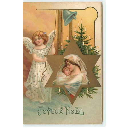 n°19525 - Clapsaddle - Joyeux Noël - Ange sonnant une cloche