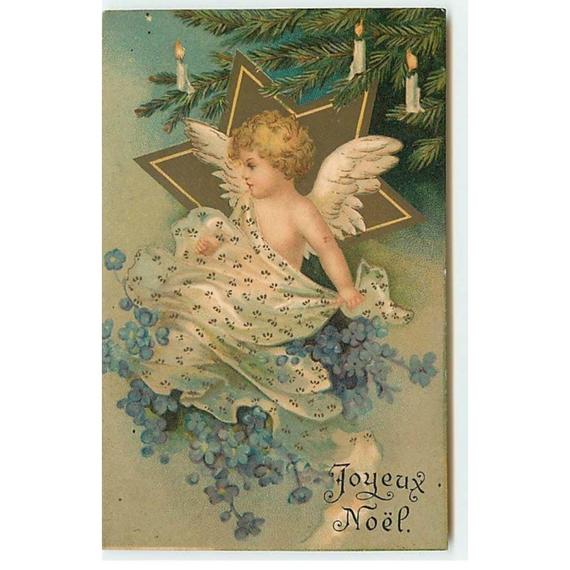 n°19527 - Clapsaddle - Joyeux Noël - Ange jouant avec un voile et devant une étoile